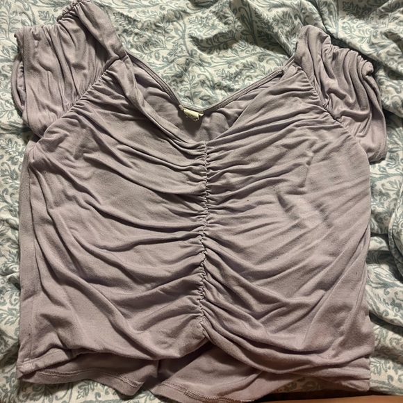 Ruched garage purple off the shoulder top - Picture 1 of 2